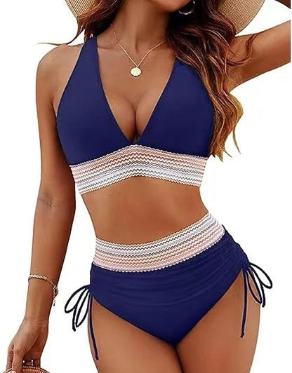 Bikini con Tirantes Anchos, Cintura Alta Bordada y Lazo Ajustable Ref: 0513